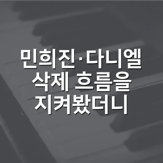 민희진·다니엘 삭제 흐름을 지켜봤더니, 하이브 초강수가 남긴 장면들 - 요약