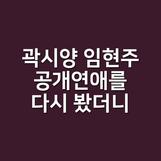 곽시양 임현주 공개연애를 다시 봤더니, 조용해서 더 눈길 갔던 이야기 - 요약
