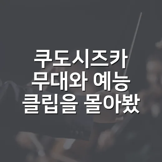 쿠도시즈카 무대와 예능 클립을 몰아봤더니, 왜 아직도 이름값이 센지 알겠다 - 요약