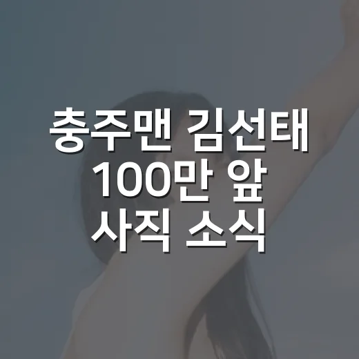 충주맨 김선태 100만 앞 사직 소식, 예능 한 시즌처럼 따라가 봤더니 - 요약
