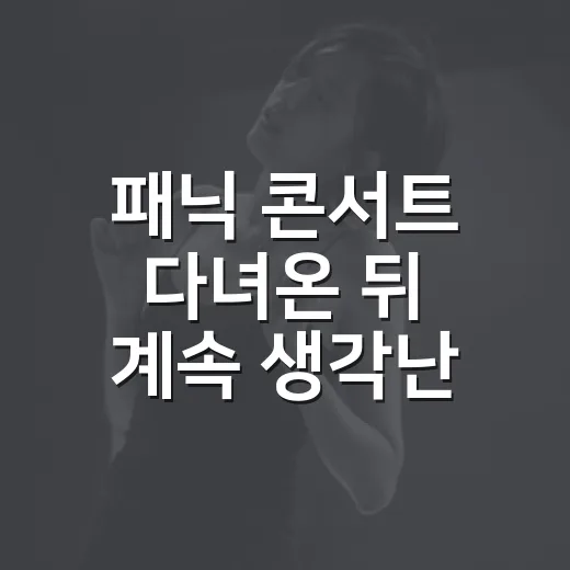 패닉 콘서트 다녀온 뒤 계속 생각난 장면들, 웃다가 울컥했던 진짜 후기 - 요약