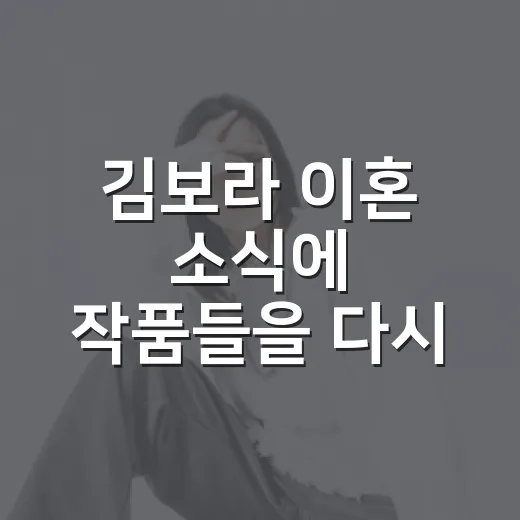 김보라 이혼 소식에 작품들을 다시 떠올려봤다 - 요약