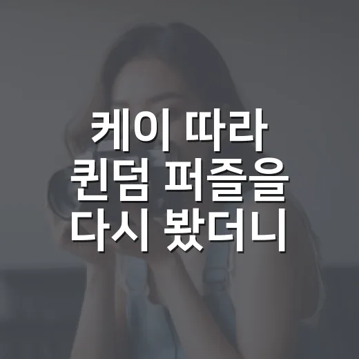 케이 따라 퀸덤 퍼즐을 다시 봤더니 무대가 달라 보였다 - 요약