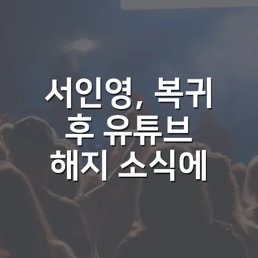 서인영, 복귀 후 유튜브 해지 소식에 놀랐다 - 요약