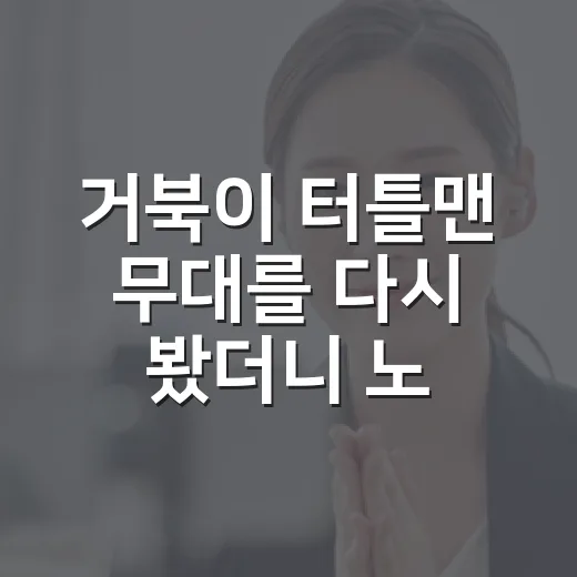 거북이 터틀맨 무대를 다시 봤더니 노래가 다르게 들렸다 - 요약