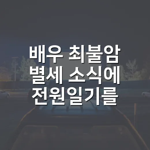 배우 최불암 별세 소식에 전원일기를 다시 틀었다 - 요약