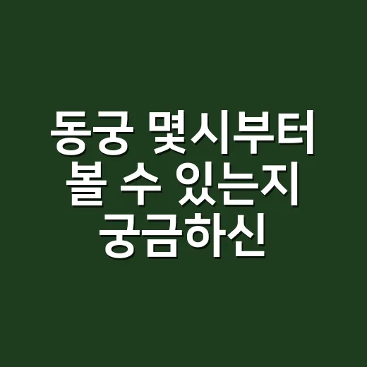 동궁 몇시부터 볼 수 있는지 궁금하신가요? - 요약