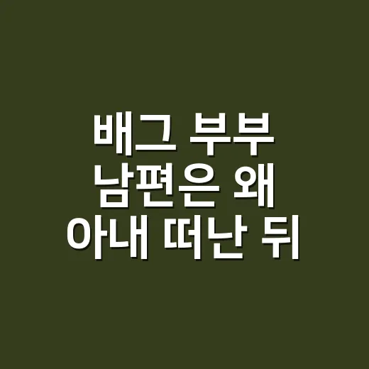 배그 부부 남편은 왜 아내 떠난 뒤 오열했을까요? - 요약