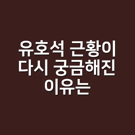 유호석 근황이 다시 궁금해진 이유는 뭘까요? - 요약