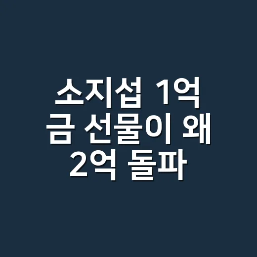 소지섭 1억 금 선물이 왜 2억 돌파 잭팟이 됐을까요? - 요약