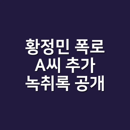 황정민 폭로 A씨 추가 녹취록 공개, 이 키워드 왜 헷갈리고 있을까요? - 요약