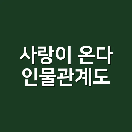 사랑이 온다 인물관계도, 하석진·안희연 관계가 왜 궁금하신가요? - 요약