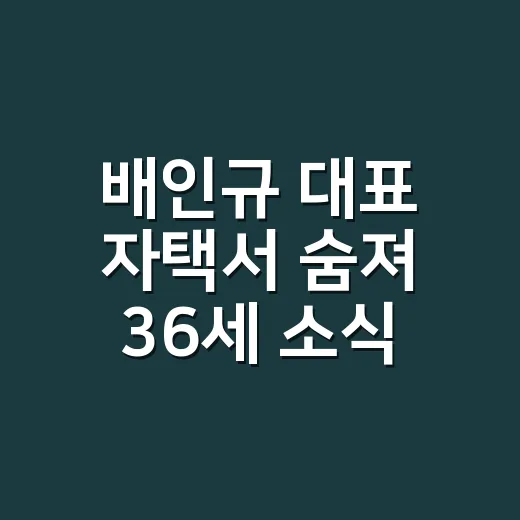 배인규 대표 자택서 숨져 36세 소식, 지금 확인된 게 어디까지일까요? - 요약