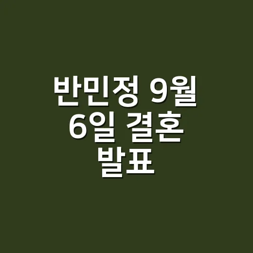 반민정 9월 6일 결혼 발표, 진짜 확인된 소식일까요? - 요약
