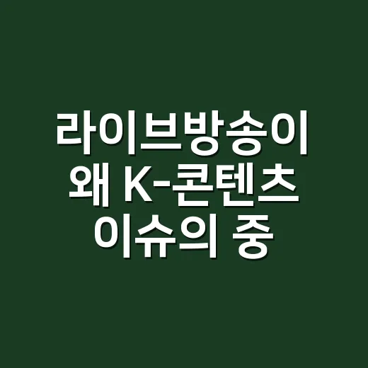 라이브방송이 왜 K-콘텐츠 이슈의 중심이 되고 있을까요? - 요약