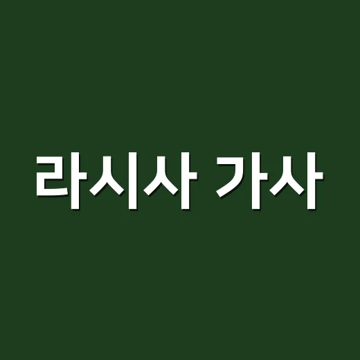 라시사 가사, 왜 듣고 나면 괜히 달리고 싶어질까요? - 요약