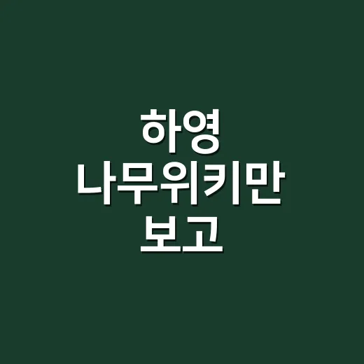 하영 나무위키만 보고 지나치기엔 왜 계속 눈에 밟힐까요? - 요약