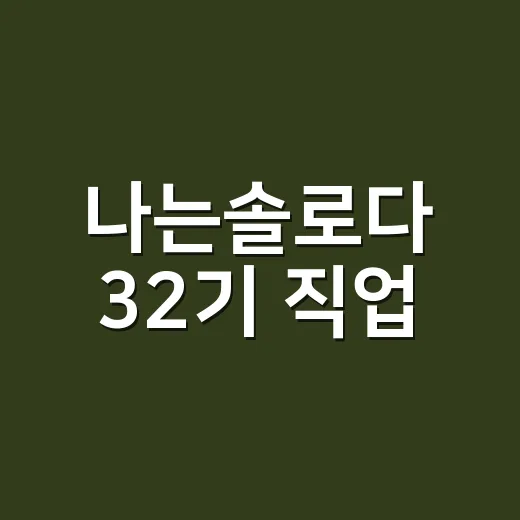 나는솔로다 32기 직업, 누가 어떤 일을 하고 있었을까요? - 요약