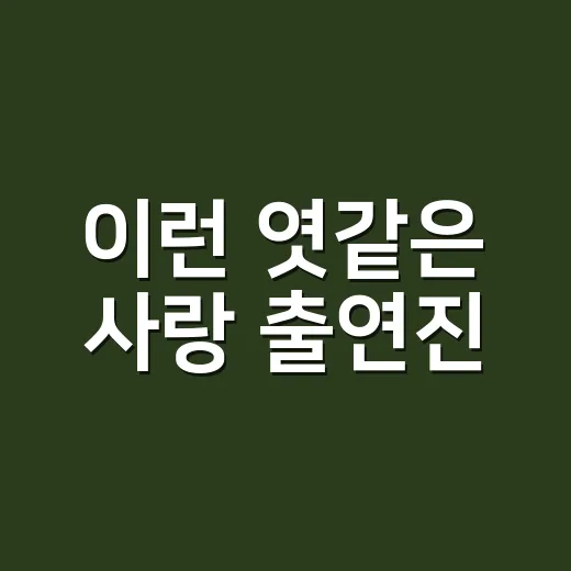 이런 엿같은 사랑 출연진, 정해인·하영 조합이 왜 궁금할까요? - 요약