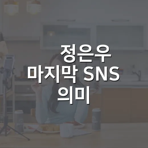 故 정은우 마지막 SNS 의미, 어디까지가 확인된 내용일까요? - 요약