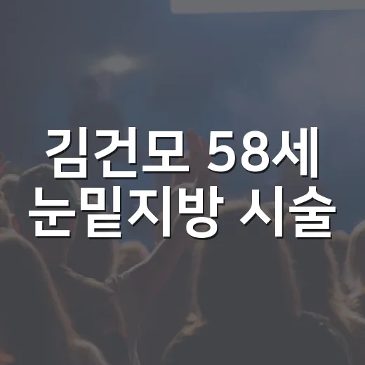 김건모 58세 눈밑지방 시술, 진짜 받은 걸까요? - 요약