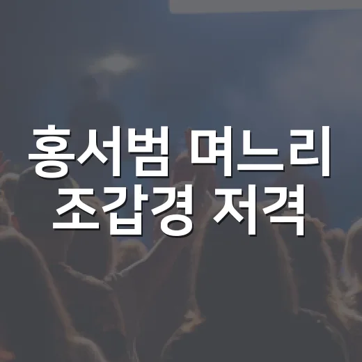 홍서범 며느리 조갑경 저격, 왜 방송 출연까지 번졌을까요? - 요약