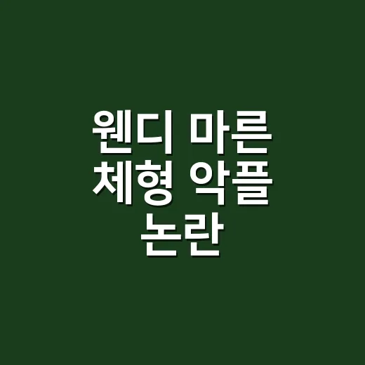웬디 마른 체형 악플 논란, 왜 법적 대응까지 갔을까요? - 요약