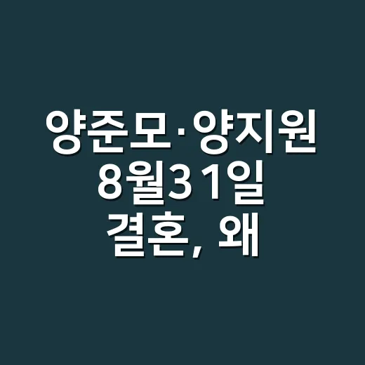 양준모·양지원 8월31일 결혼, 왜 이렇게 화제인가요? - 요약