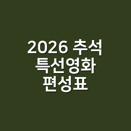 2026 추석 특선영화 편성표·라인업 뭐가 있었나요? - 요약