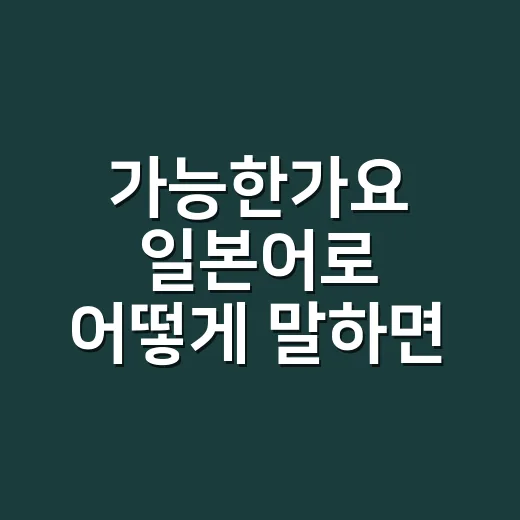 ‘가능한가요’ 일본어로 어떻게 말하면 자연스러울까요? - 요약