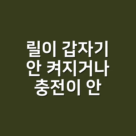 릴이 갑자기 안 켜지거나 충전이 안 되시나요? 고장 전에 확인할 순서가 있습니다 - 요약