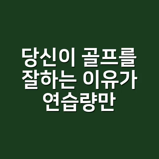당신이 골프를 잘하는 이유가 연습량만은 아닐까요? - 요약