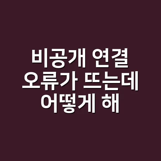 비공개 연결 오류가 뜨는데 어떻게 해결해야 할까요? - 요약