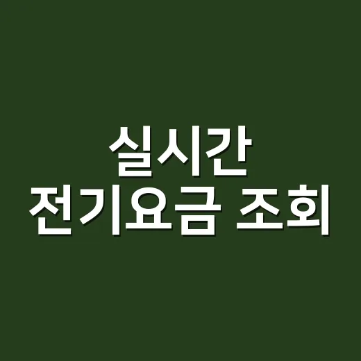 실시간 전기요금 조회, 고지서 나오기 전에 확인하고 계신가요? - 요약