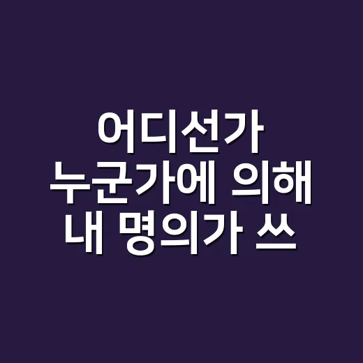어디선가 누군가에 의해 내 명의가 쓰이고 있는 것 같나요? - 요약