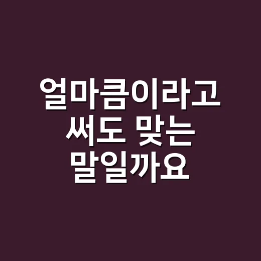 ‘얼마큼’이라고 써도 맞는 말일까요? - 요약