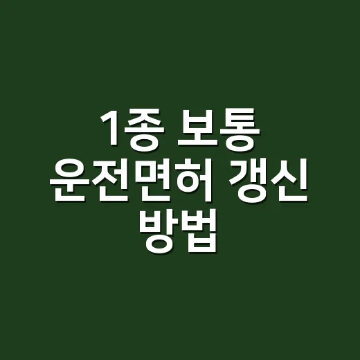 1종 보통 운전면허 갱신 방법, 어디서부터 시작해야 할까요? - 요약