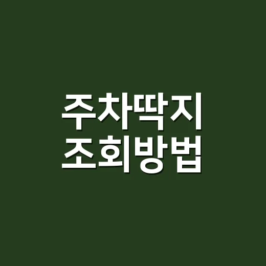 주차딱지 조회방법, 어디서부터 확인해야 할까요? - 요약