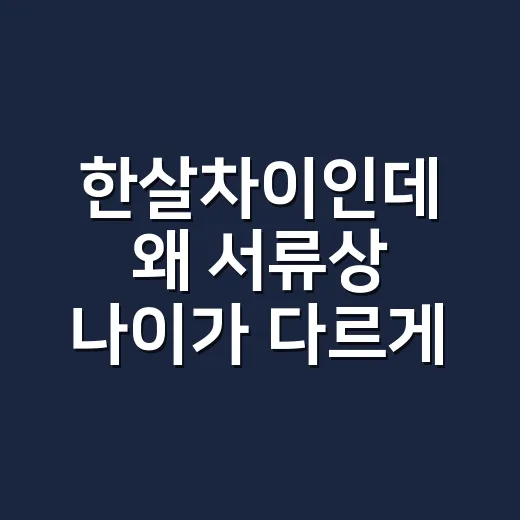 한살차이인데 왜 서류상 나이가 다르게 보일까요? - 요약