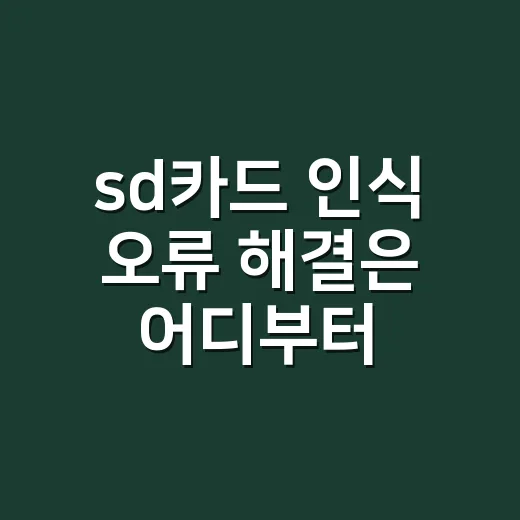sd카드 인식 오류 해결은 어디부터 해야 할까요? - 요약