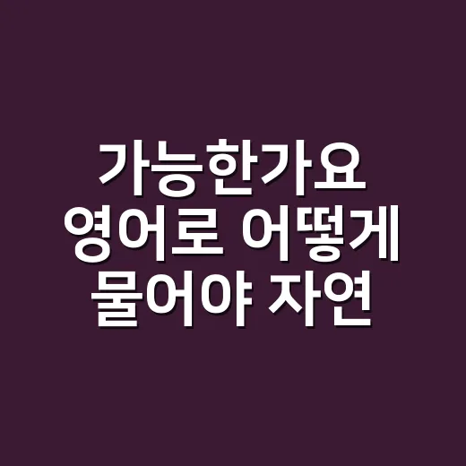 가능한가요 영어로 어떻게 물어야 자연스러울까요? - 요약