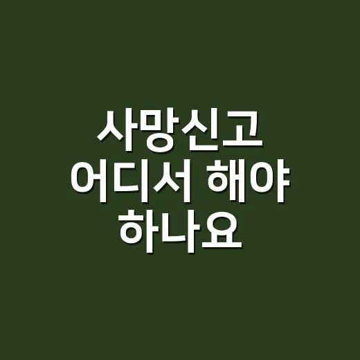 사망신고 어디서 해야 하나요? 주소지 밖에서도 되나요? - 요약