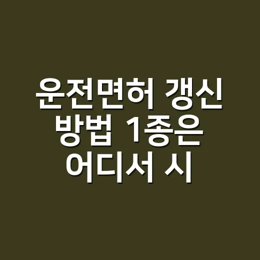운전면허 갱신 방법 1종은 어디서 시작하나요? - 요약