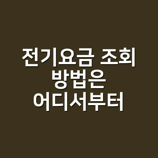 전기요금 조회 방법은 어디서부터 시작하나요? - 요약