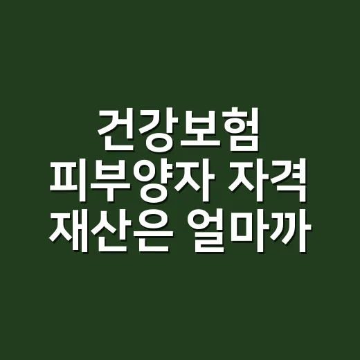 건강보험 피부양자 자격 재산은 얼마까지 괜찮을까요? - 요약