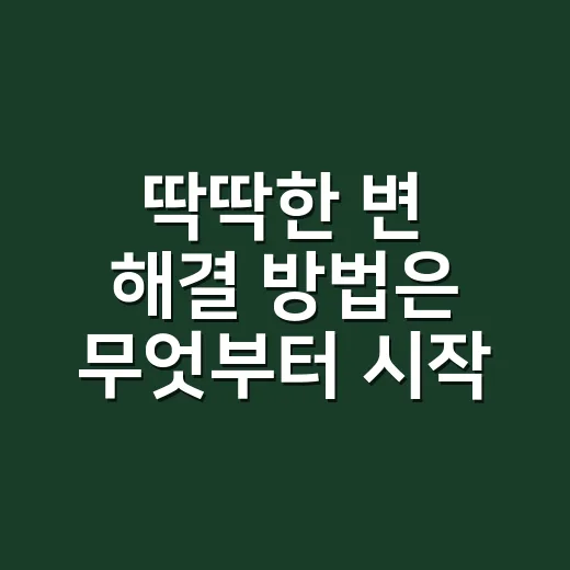 딱딱한 변 해결 방법은 무엇부터 시작할까요? - 요약