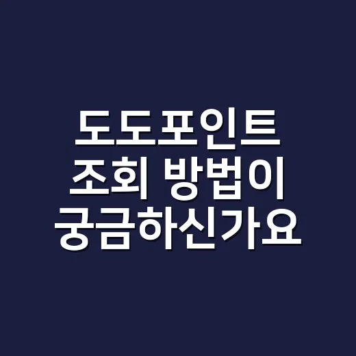 도도포인트 조회 방법이 궁금하신가요? - 요약