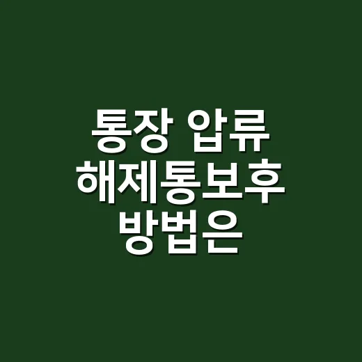 통장 압류 해제통보후 방법은 무엇인가요? - 요약