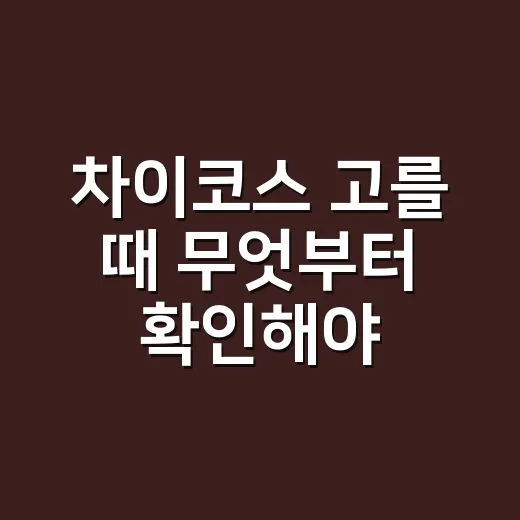 차이코스 고를 때 무엇부터 확인해야 할까요? - 요약