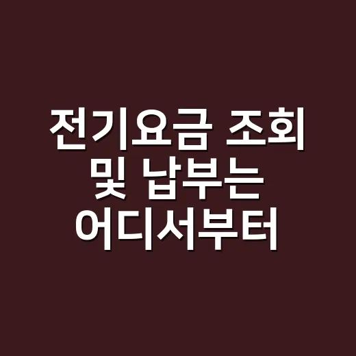 전기요금 조회 및 납부는 어디서부터 시작하나요? - 요약